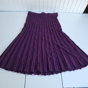 A New Day Women's Knit Pleated Midi Sweater Skirt Burgundy Purple Sz M